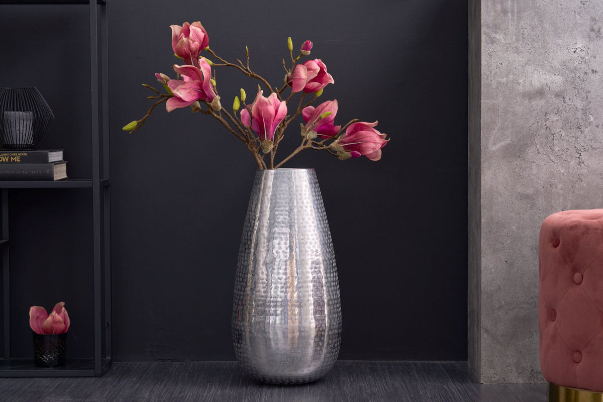Vase élégant ORIENT 50cm argent au design marteau à grille