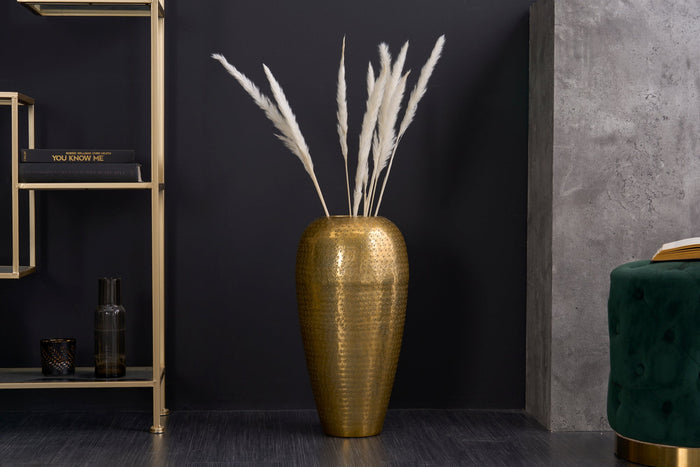 Vase élégant ORIENTAL 50cm doré au design marteau sauvage
