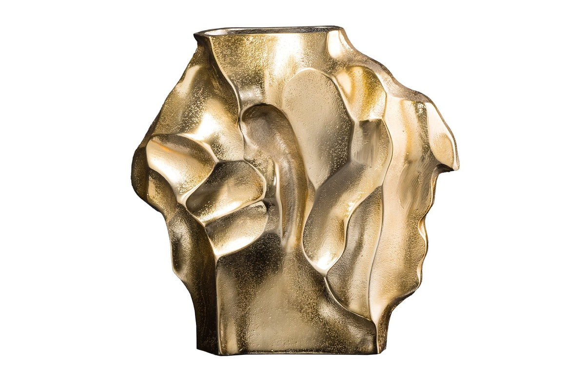 Vase fait main LIQUIDE 25cm métal doré design martelé