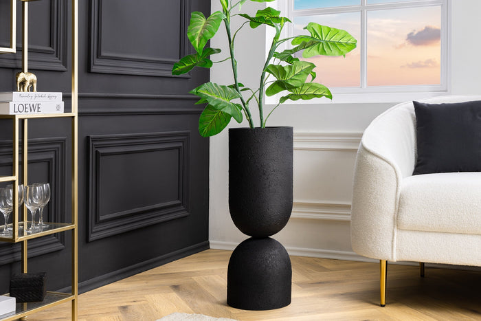 Vase moderne SANDGLASS L 55cm noir fer fait main utilisable des deux côtés