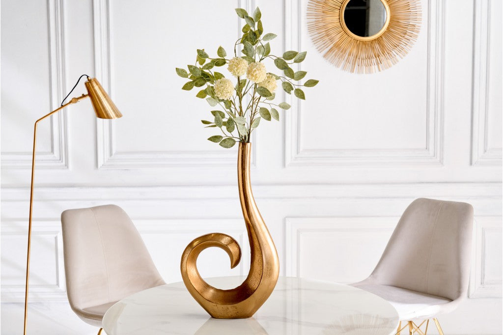 Vase moderne WAVE 47cm décoration aluminium doré poli