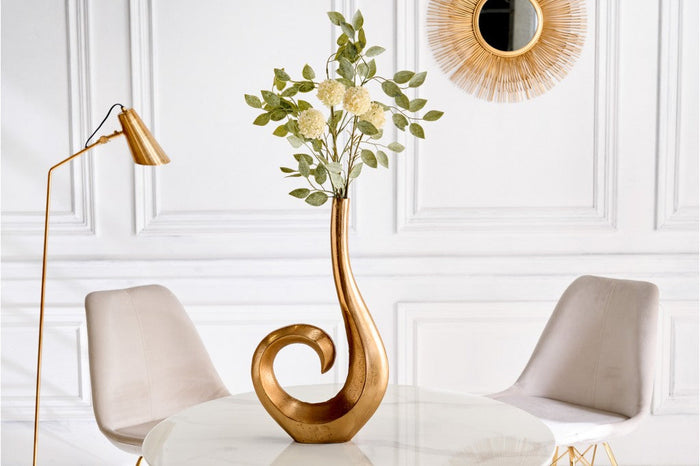 Vase moderne WAVE 47cm décoration aluminium doré poli