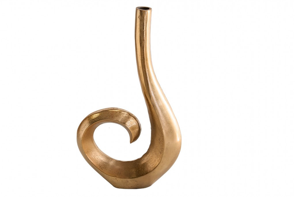 Vase moderne WAVE 47cm décoration aluminium doré poli