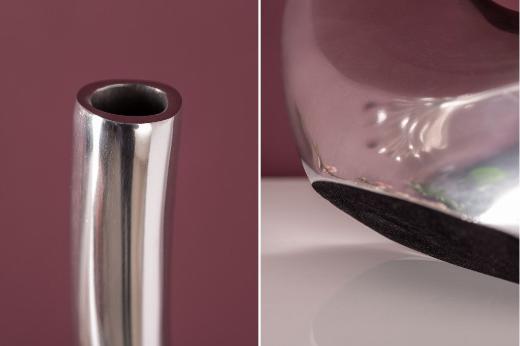 Vase moderne WAVE XL 106cm aluminium argenté décoration polie