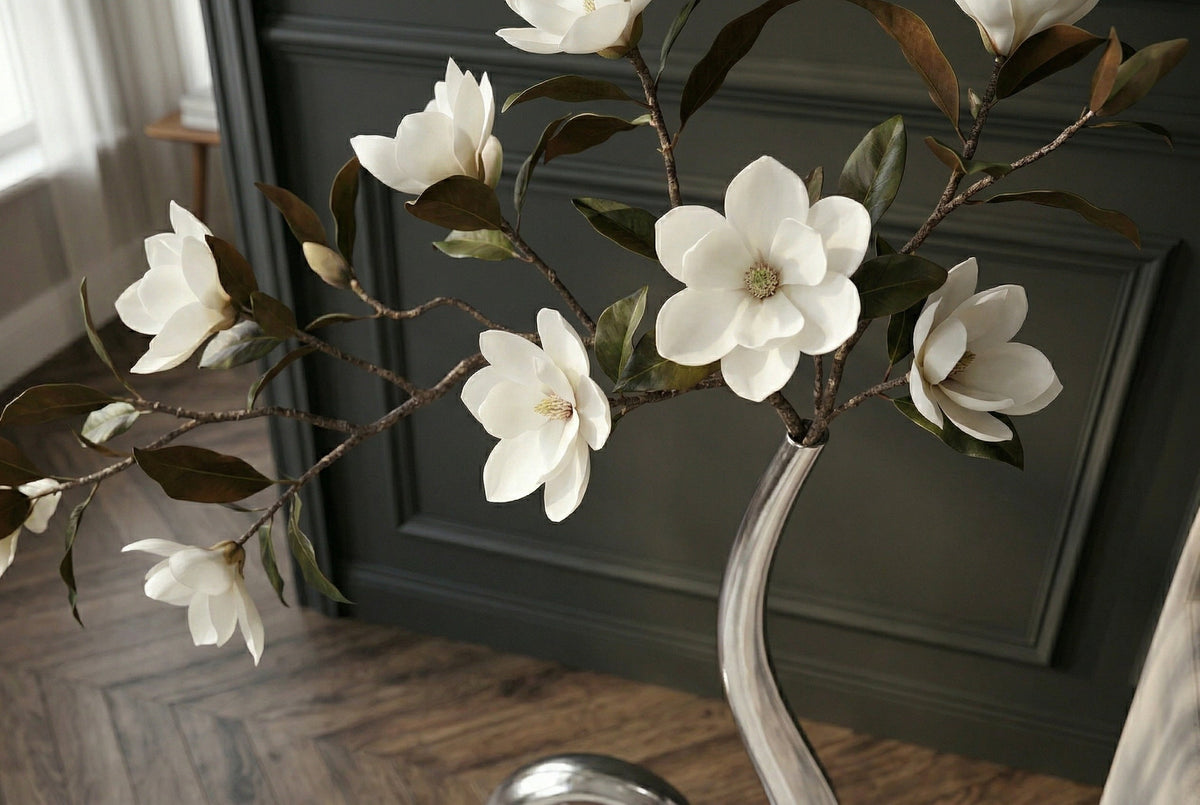 Vase moderne WAVE XL 106cm aluminium argenté décoration polie