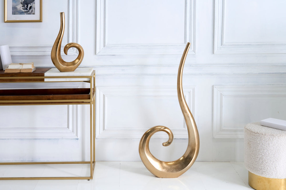 Vase moderne WAVE XL 106cm décoration aluminium doré poli