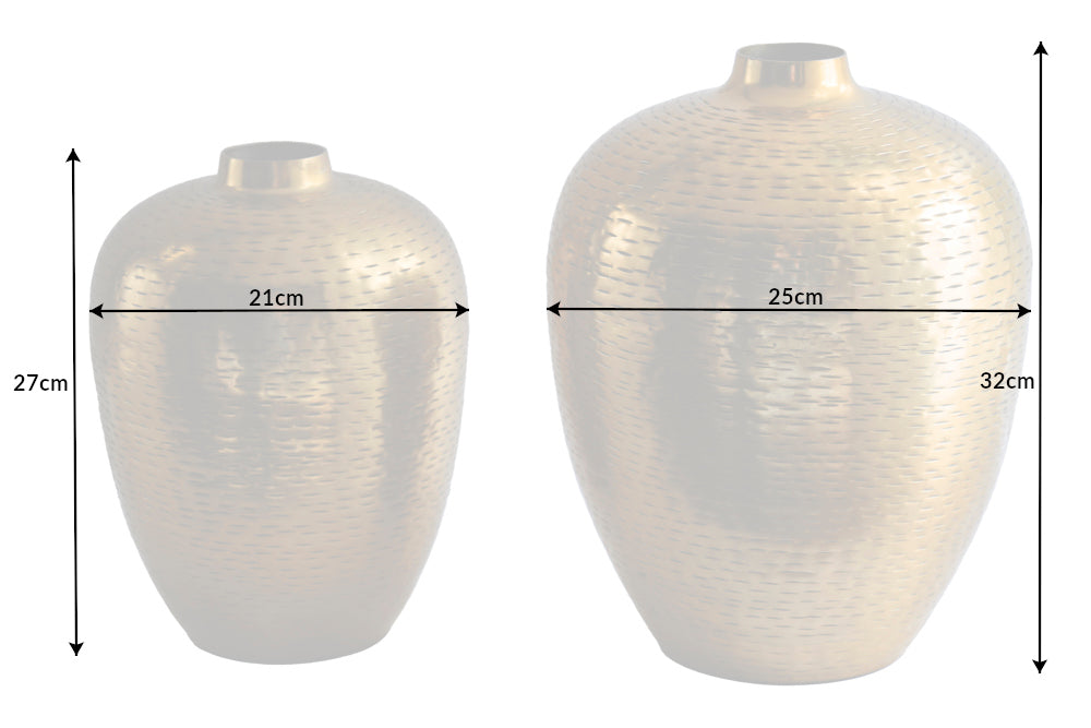 Vases élégants lot de 2 ORIENTAL 32cm doré au design marteau de riz