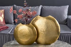 Vases élégants lot de 2 ORIENTAL 44 cm doré au design marteau à grille