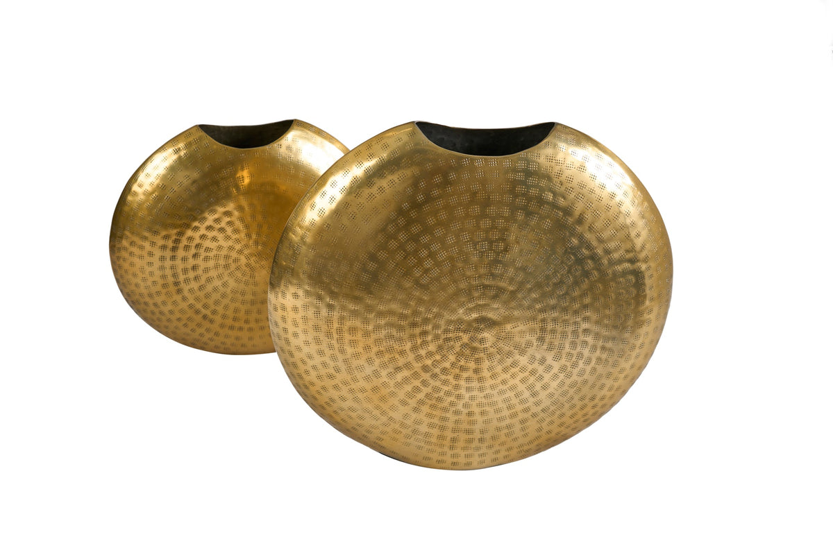 Vases élégants lot de 2 ORIENTAL 44 cm doré au design marteau à grille