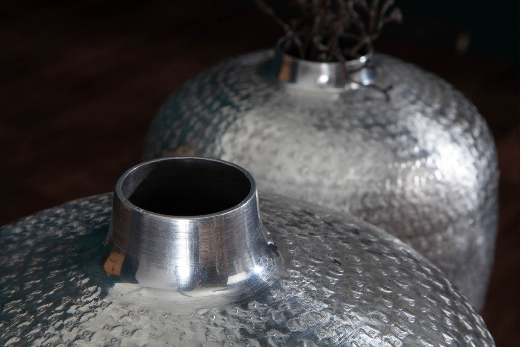 Vases élégants set de 2 ORIENTAL 33cm argent décorés à la main