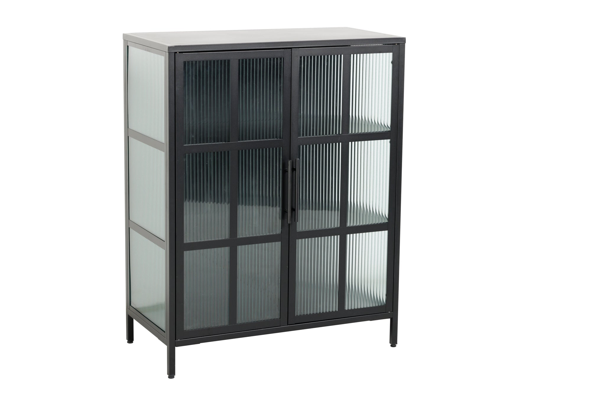Vitrine industrielle DURA STEEL 80cm métal noir verre nervuré